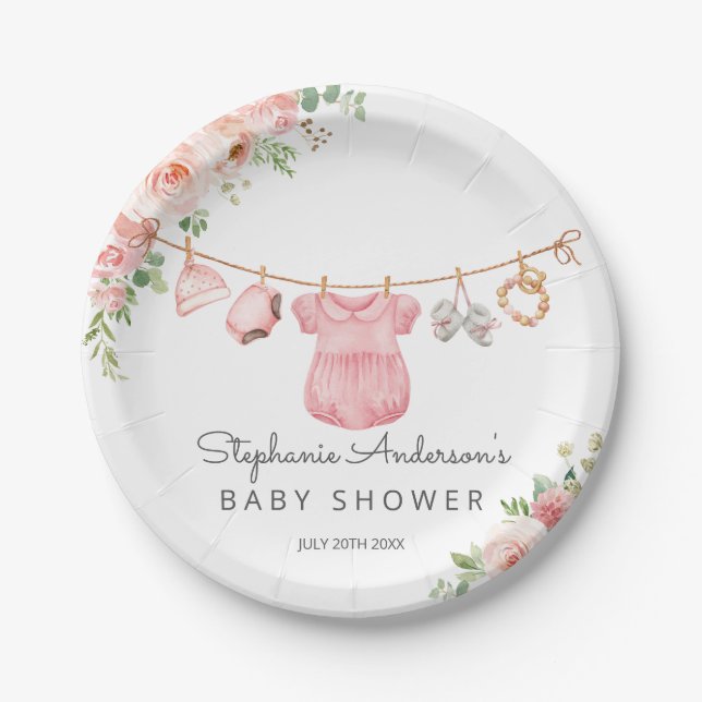 Plato De Papel Bebé ropa de papel Baby Shower (Anverso)