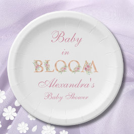 Plato De Papel Bebé rosa en Baby Shower en sangre