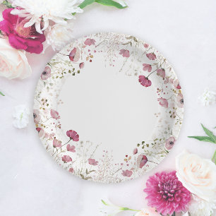 Plato De Papel Bebé Rosa en Flor Floral Jardín de Infancia Baby S