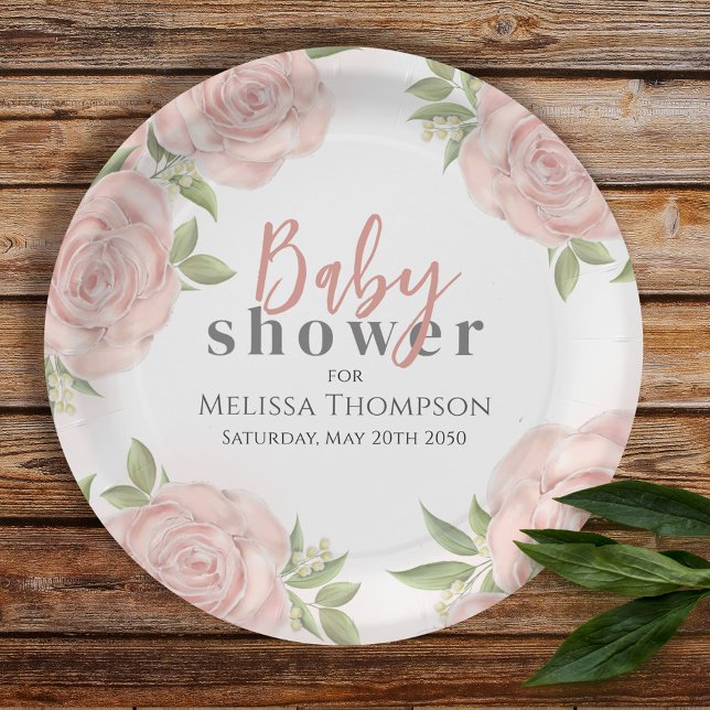 Plato De Papel Bebé rosa floral (Subido por el creador)