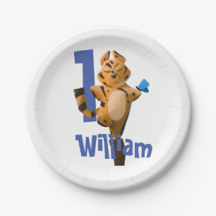 Plato De Papel Bebé Tiger Plaid First Birday Classic