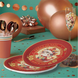 Plato De Papel Bebé tradicional chino 100 días 百 日