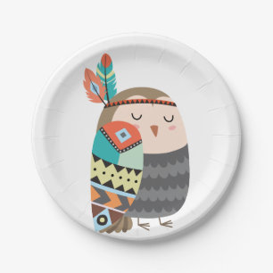 Plato De Papel Bebé tribal de Boho del cumpleaños del bosque de
