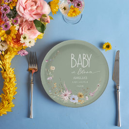 Plato De Papel Bebé verde envejecido en placa de papel de sangre