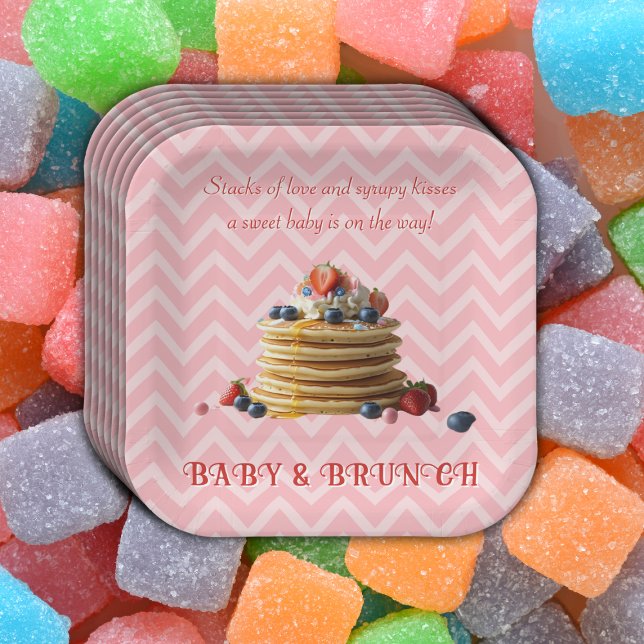 Plato De Papel Bebé y brunch Pancakes Baby Shower (Subido por el creador)