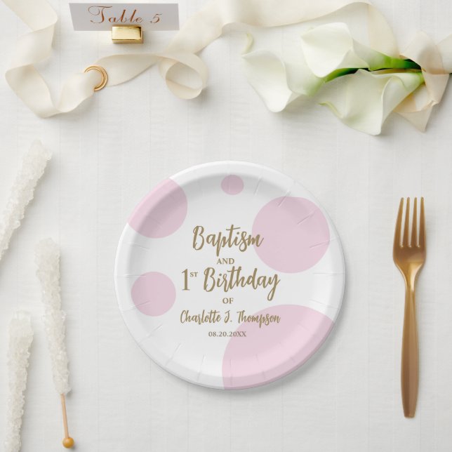 Plato De Papel Bebé y Personalizado de oro (Boda)