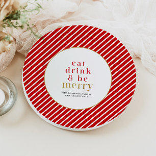 Plato De Papel Beber de Comida Roja MERI sea Feliz Navidad
