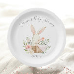 Plato De Papel Beber de conejo conejo rosa Rubor<br><div class="desc">Elegante y dulce acuarela de conejo conejo conejo en una canasta de mimbre rodeada de hermosas flores de color pastel. Su pequeña manta rosa está cubierta por un costado de la canasta. Qué lindo para esa ducha de bebé. Productos a juego disponibles. 100% de satisfacción del cliente con "Zazzle"</div>