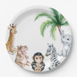 Plato De Papel Bebés de safari