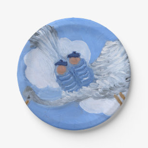 Plato De Papel Bebés del vuelo y placas de papel de la cigüeña