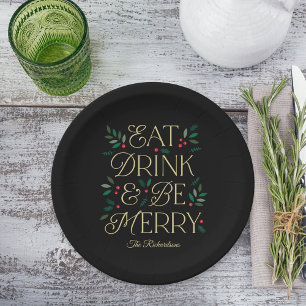 Plato De Papel Bebida, come Fiestas de Navidad
