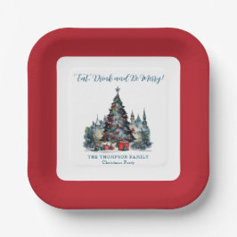 Plato De Papel Bebida come sé Navidades tradicionales de escena