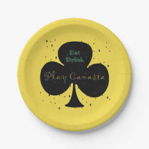 Plato De Papel Bebida Comida Jugar Canasta