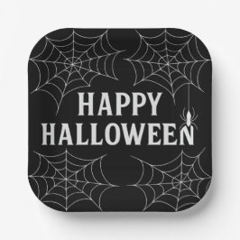 Plato De Papel Bebidas espeluznantes Feliz Halloween Telarañas Em