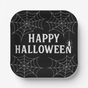 Plato De Papel Bebidas espeluznantes Feliz Halloween Telarañas Em