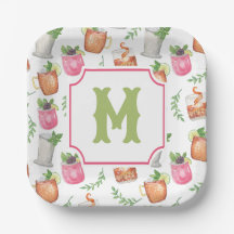 Bebidas Monograma Día de Derby Acuarela Mint Julep