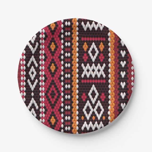 Plato De Papel Bedouin Sadu Fabric Pattern (Anverso)