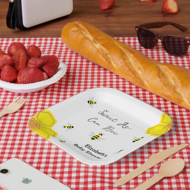 Plato De Papel Bee Baby Shower (Picnic)