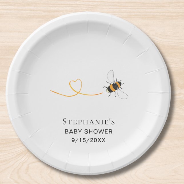 Plato De Papel Bee Baby Shower Personalizado (Subido por el creador)