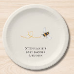 Plato De Papel Bee Baby Shower Personalizado<br><div class="desc">Esta placa de papel de Bee Baby Shower presenta una hermosa abeja acuarela sobre un fondo de color crema pálido. Todo el texto es personalizable. Para seguir editando, utilice la Herramienta de diseño para cambiar el tipo de letra, el tamaño de la fuente o el color. Porque creamos nuestra obra...</div>