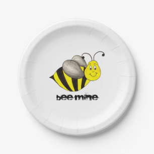 Plato De Papel Bee (Be) Mina El día de San Valentín Love Bumblebe