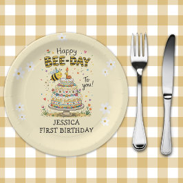 Plato De Papel Bee Day First Birthday | Cute Bee Birthday