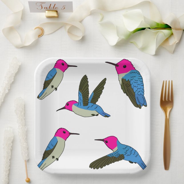 Plato De Papel Bee Hummingbird (Boda)