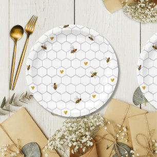 Plato De Papel Bee-Loved y Bee-Youtiful Bridal Shower