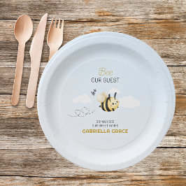 Plato De Papel Bee Our Guest Sip and See Paper Plate