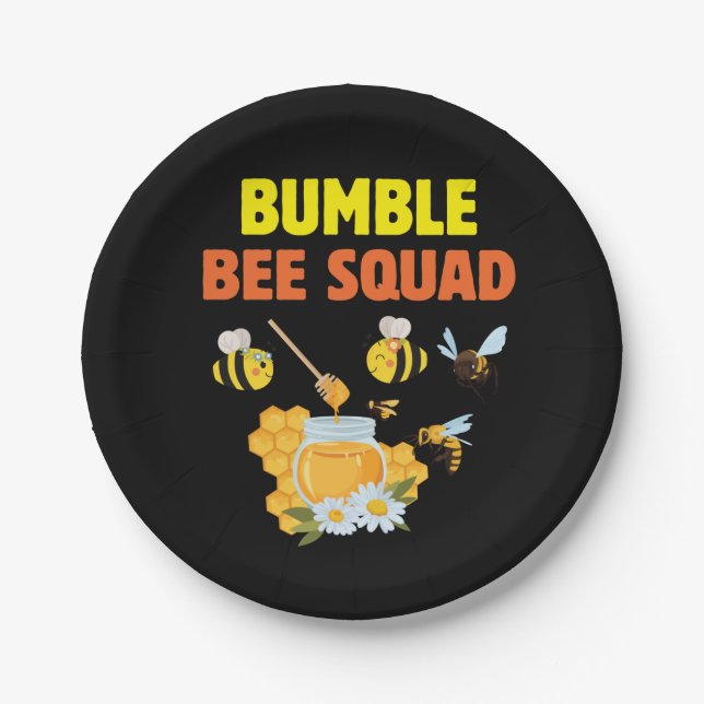 Plato De Papel Beekeeper Art Bumble Bee Squad 2 (Anverso)