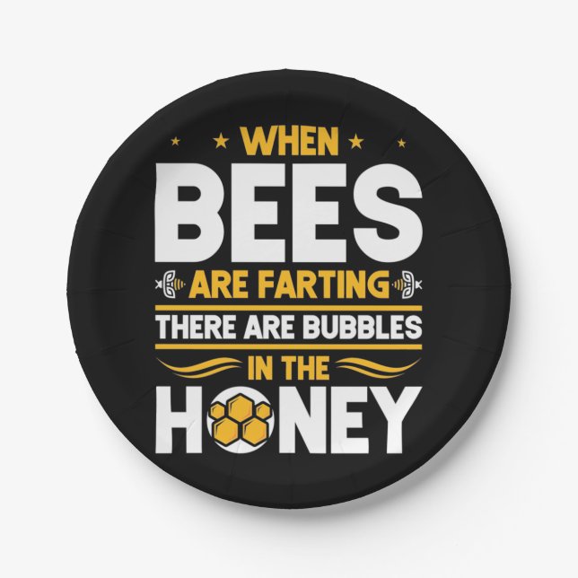 Plato De Papel Beekeeper Gift | Cuando las abejas están despidien (Anverso)