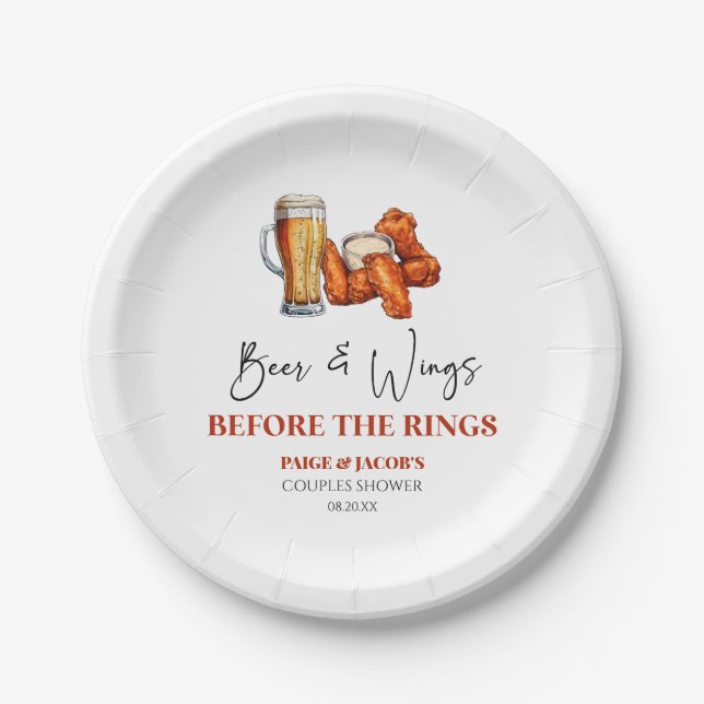 Plato De Papel Beer and Wings Before The Rings Couples Shower (Anverso)