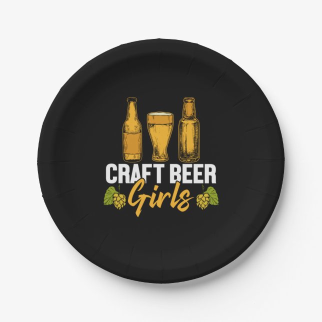 Plato De Papel Beer Drinker Craft Beer Chicas Cumpleaños (Anverso)