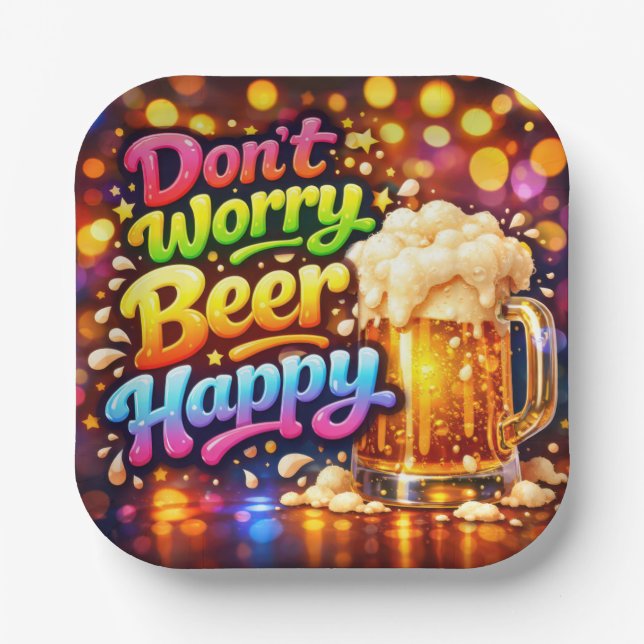 Plato De Papel Beer Mug With Neon Rainbow Quote (Anverso)