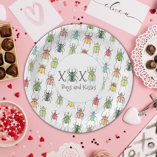 Plato De Papel Beetles XOXO Lovebugs (Subido por el creador)