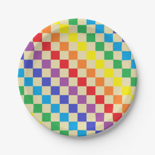 Plato De Papel Beige arcoiris bajo control