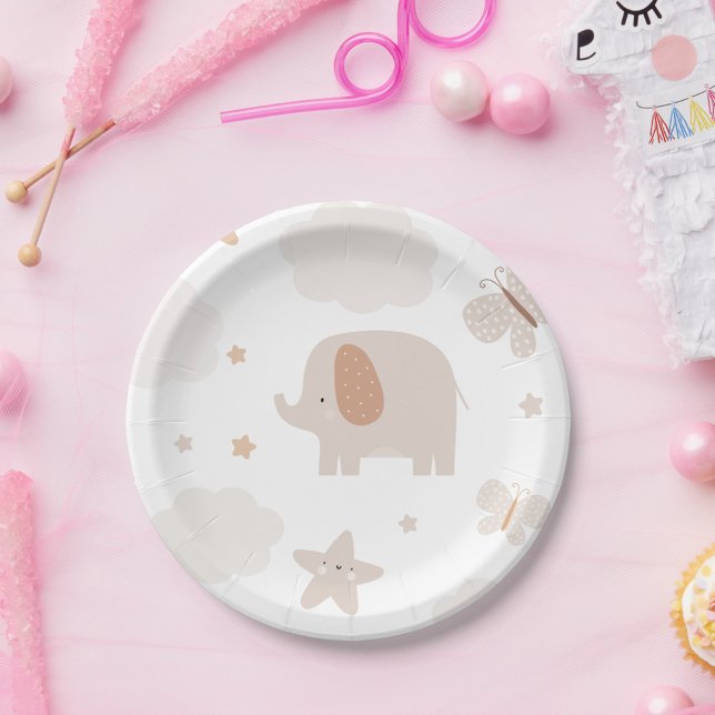 Plato De Papel Beige Cute Elephant (Subido por el creador)