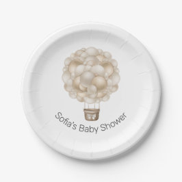 Plato De Papel Beige Hot Air Balloon Boho Baby Shower