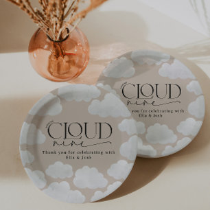 Plato De Papel Beige natural nube nueve ducha moderno elegante