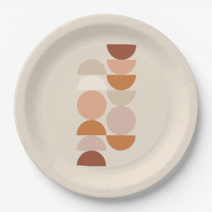 Plato De Papel Beige Neutral Geométrico Moderno De Mediados Del S