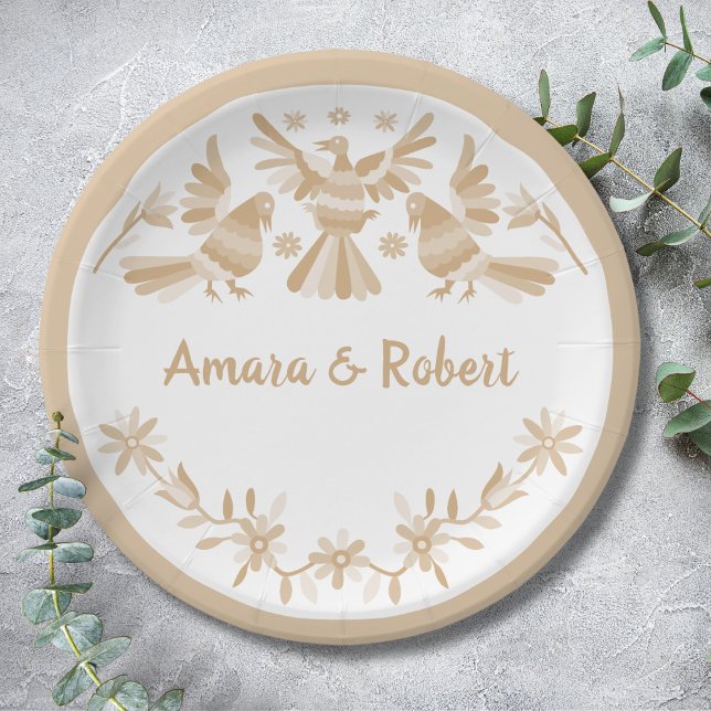 PLATO DE PAPEL BEIGE OTOMI MEXICAN (Subido por el creador)