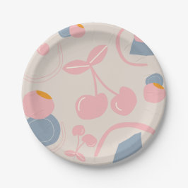 PLATO DE PAPEL BEIGE PATTERN CHERRY