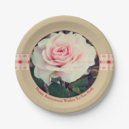 Plato De Papel Beige Y Rosa Suave