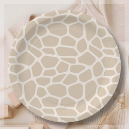 Plato De Papel Beis Giraffe Animal Print
