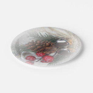 Plato De Papel Belces, Pinecone y día de fiesta de las bayas