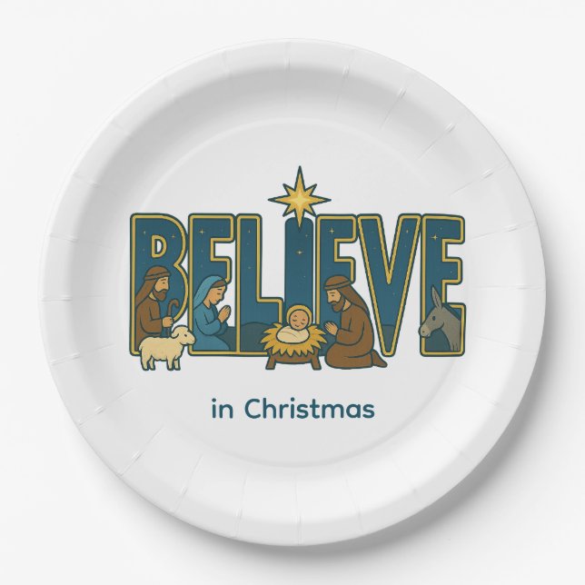 Plato De Papel Believe nativity  (Anverso)