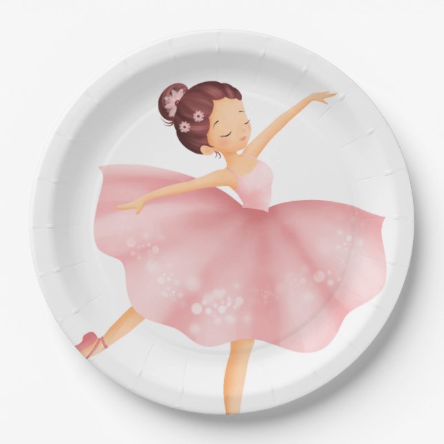 Plato De Papel Bellamente ilustrada "pequeña Ballerina" (Anverso)