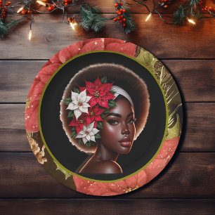 Plato De Papel Belleza afroamericana con puntias