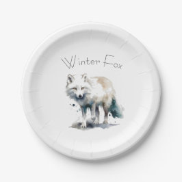 Plato De Papel Belleza Ártica: Zorro de Invierno personalizado