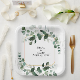 PLATO DE PAPEL BELLEZA DE PRIMAVERA BODA DE VERDURAS BOTÁNICAS